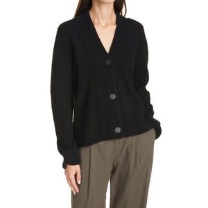 Vince Ribbed Wool & Cashmere Cardigan Sweater In Black Size XS NWT